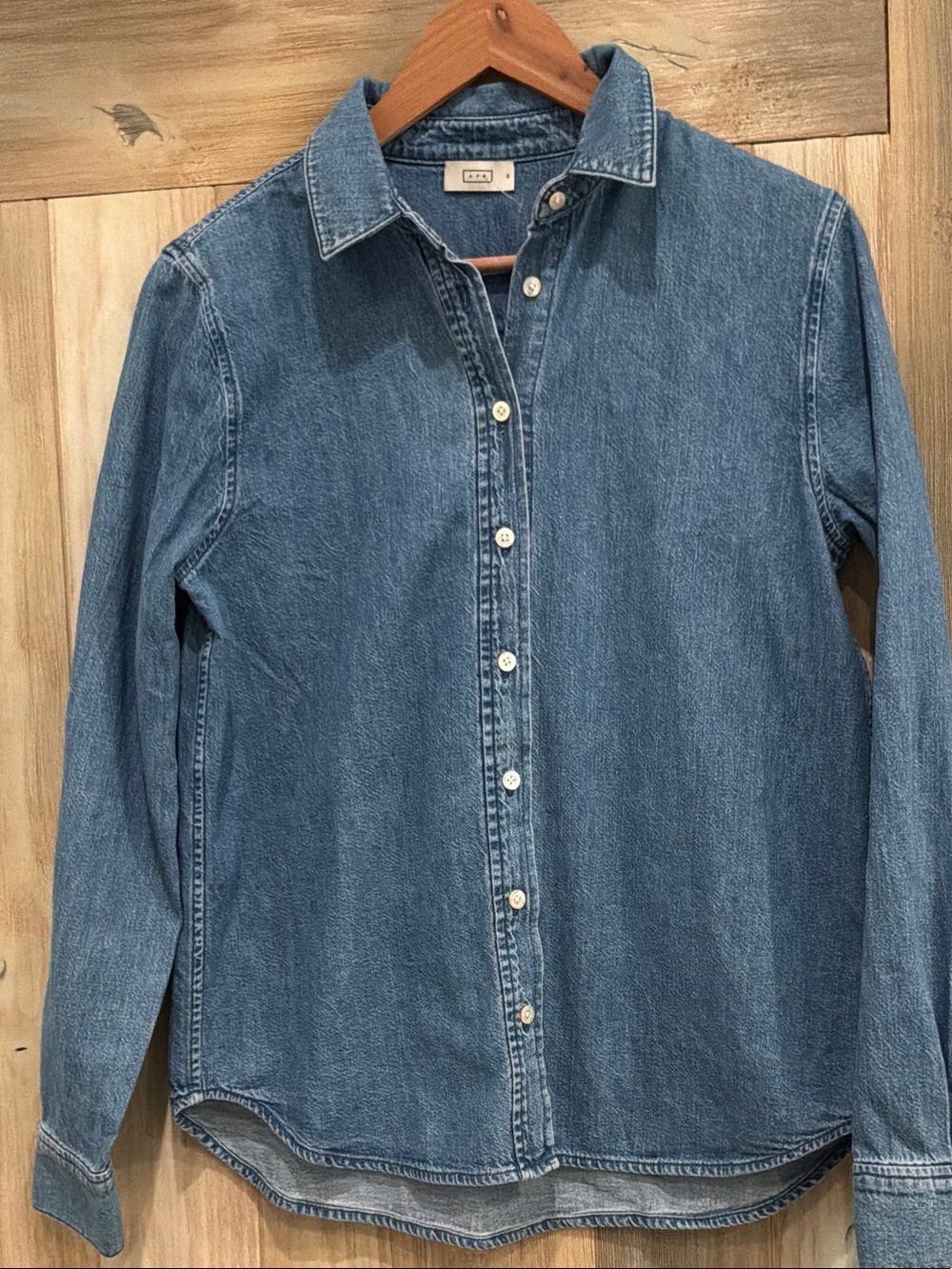AYR  Medium Blue Denim Button-Up Shirt in Medium